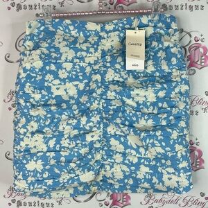 MNG skirt flowers floral Blue and Cream white Floral Women Skirt nwt